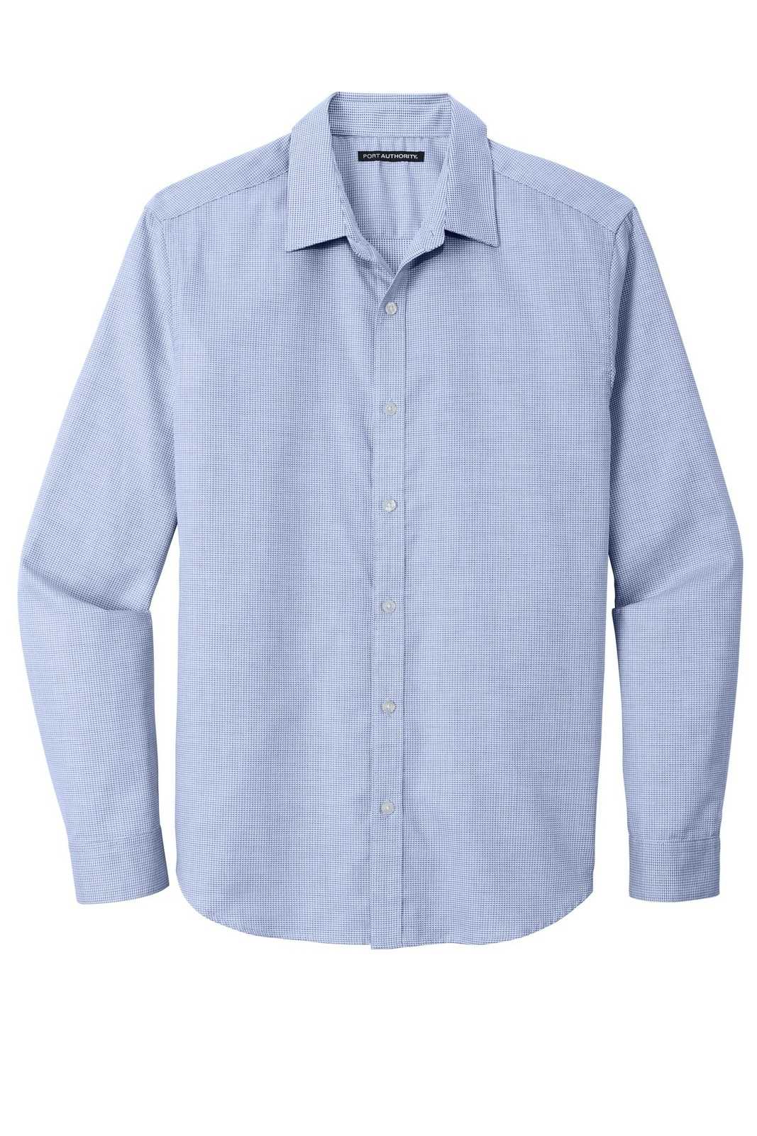 Port Authority W645 Pincheck Easy Care Shirt - Blue Horizon White - HIT a Double - 5