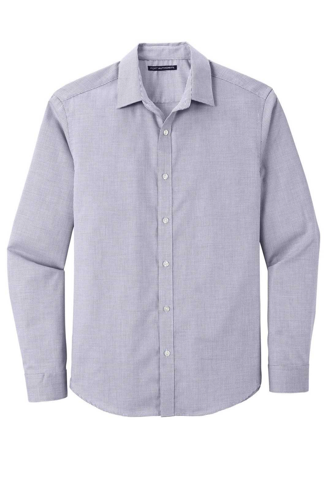 Port Authority W645 Pincheck Easy Care Shirt - Gusty Gray White - HIT a Double - 5