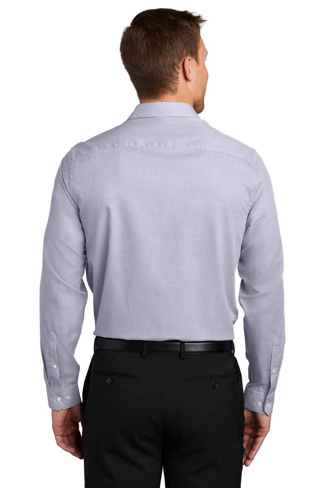Port Authority W645 Pincheck Easy Care Shirt - Gusty Gray White - HIT a Double - 2