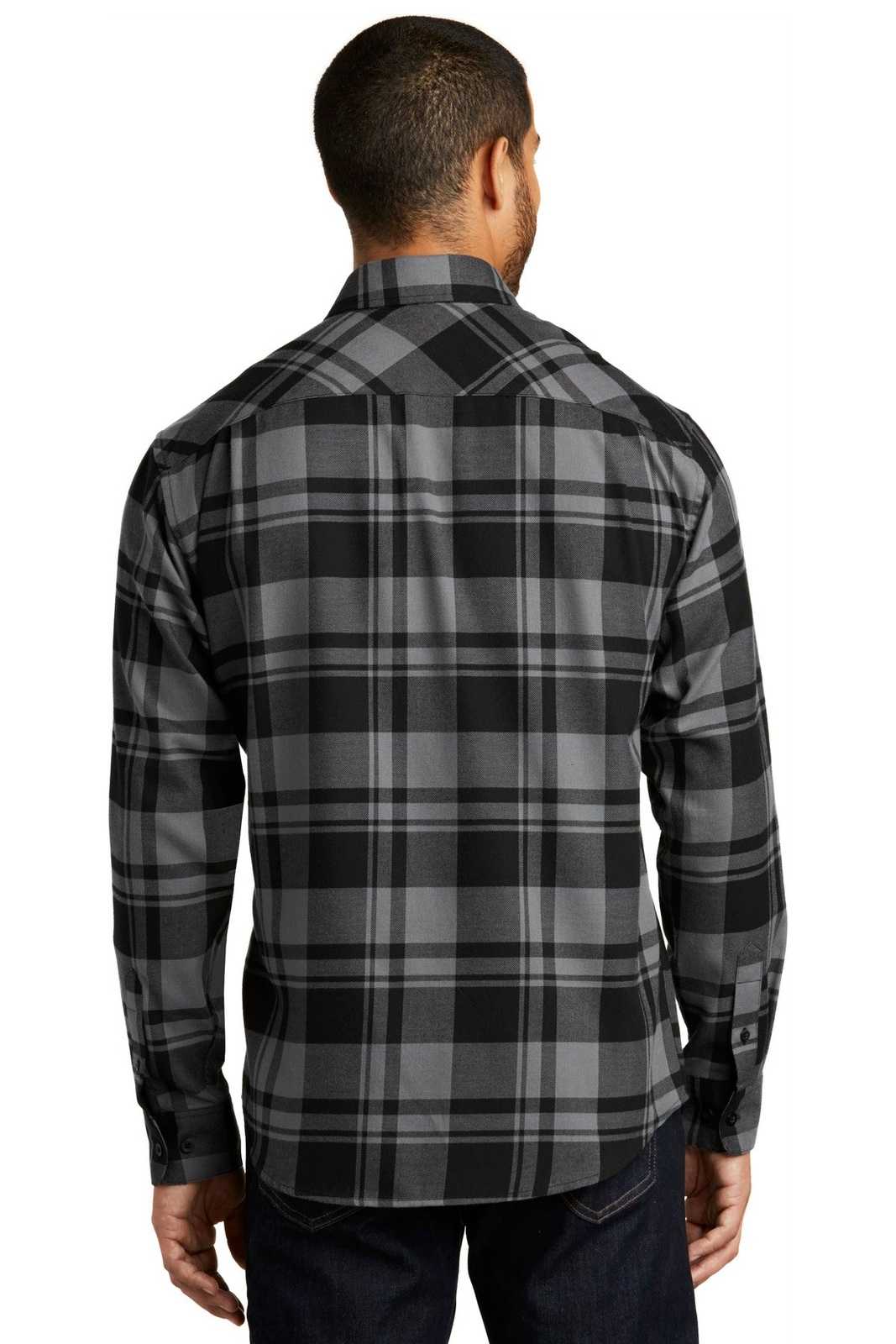 Port Authority W668 Plaid Flannel Shirt - Gray Black - HIT a Double - 2