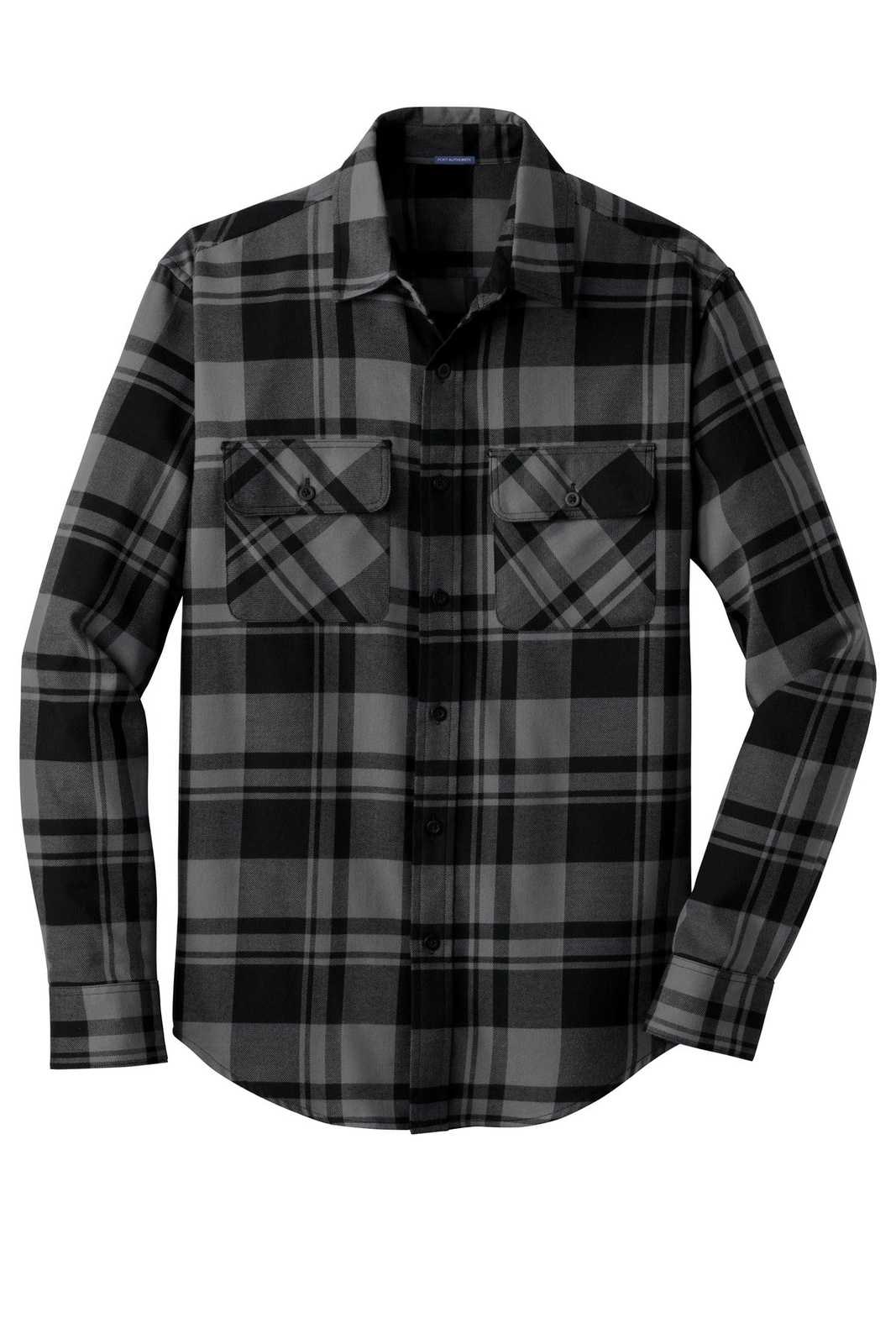 Port Authority W668 Plaid Flannel Shirt - Gray Black - HIT a Double - 5