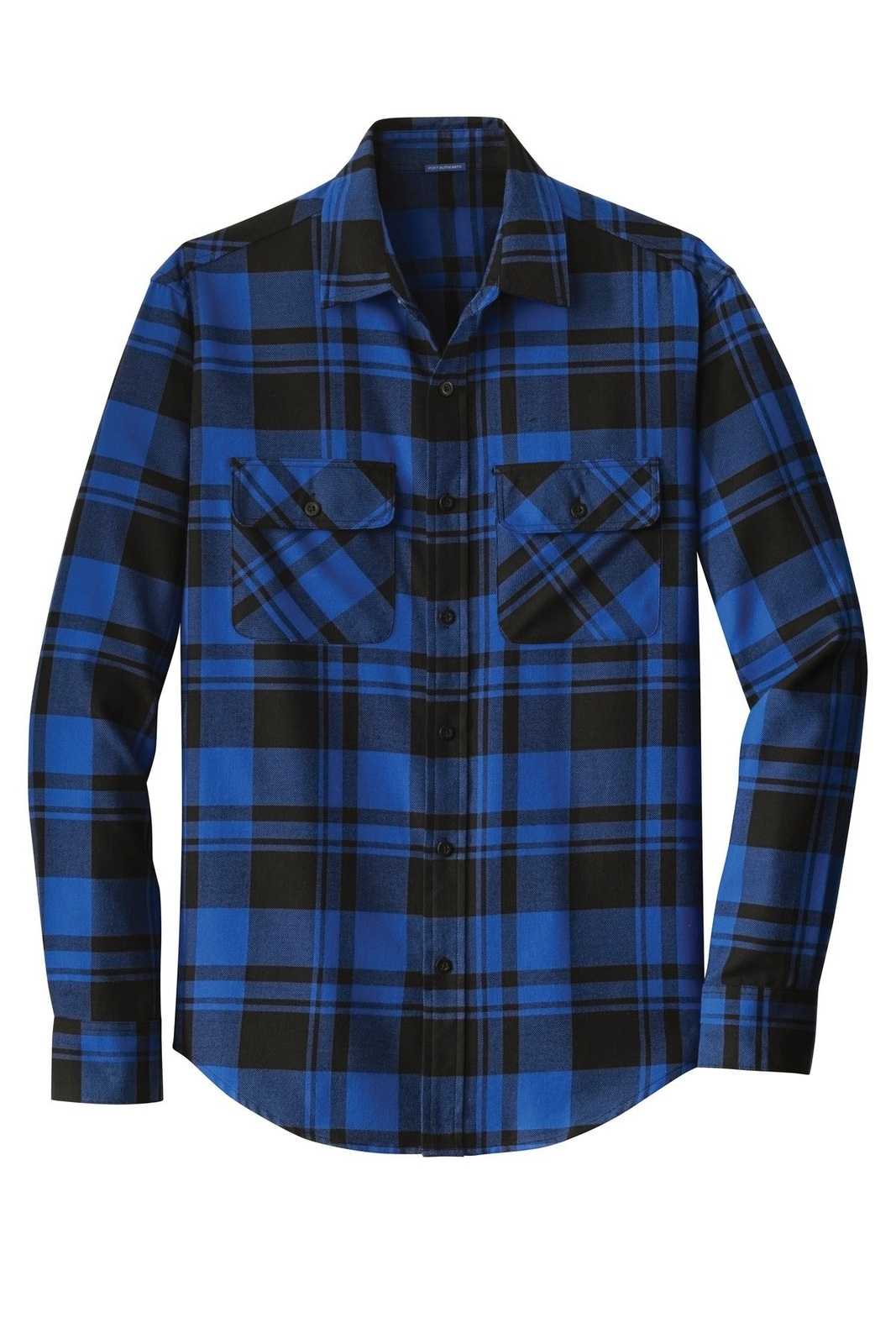 Port Authority W668 Plaid Flannel Shirt - Royal Black - HIT a Double - 5