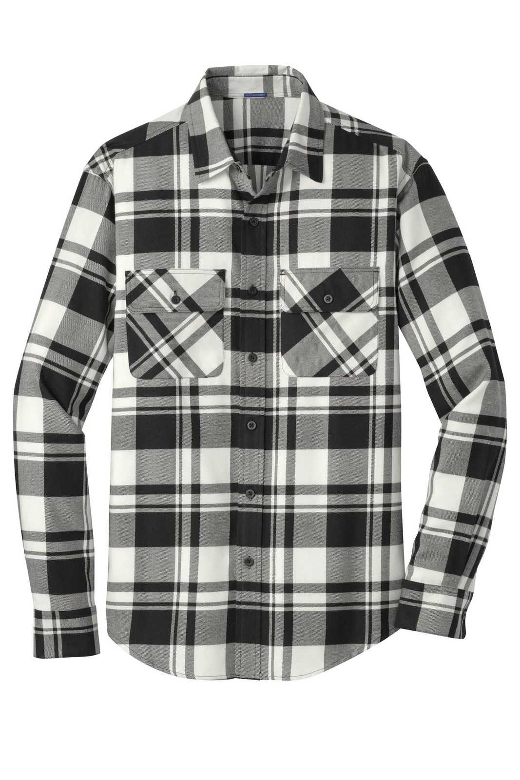 Port Authority W668 Plaid Flannel Shirt - Snow White Black - HIT a Double - 5