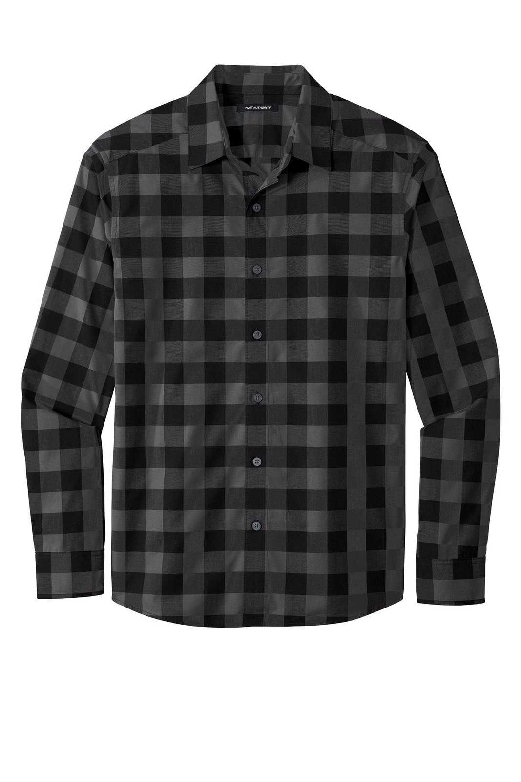 Port Authority W670 Everyday Plaid Shirt - Black - HIT a Double - 1
