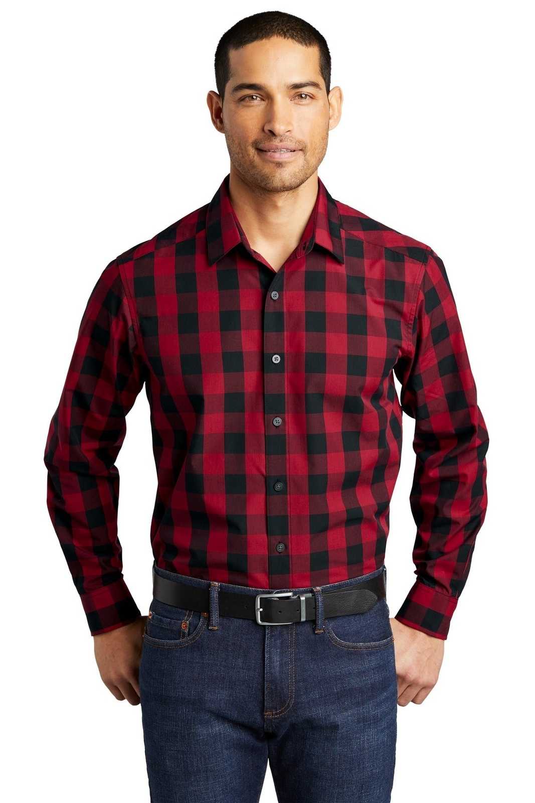Port Authority W670 Everyday Plaid Shirt - Rich Red - HIT a Double - 1