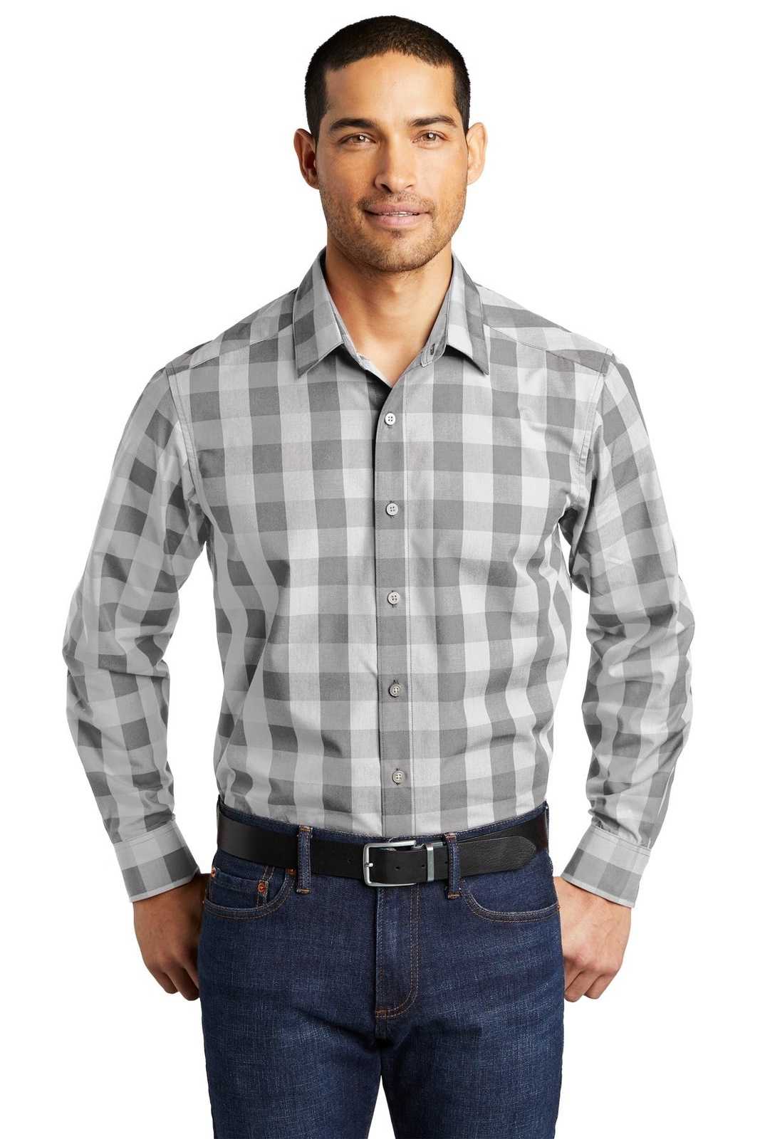 Port Authority W670 Everyday Plaid Shirt - Shadow Gray - HIT a Double - 1