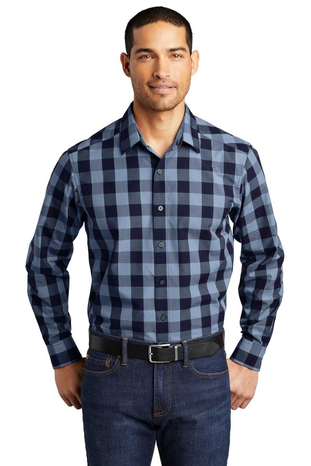 Port Authority W670 Everyday Plaid Shirt - True Navy - HIT a Double - 1