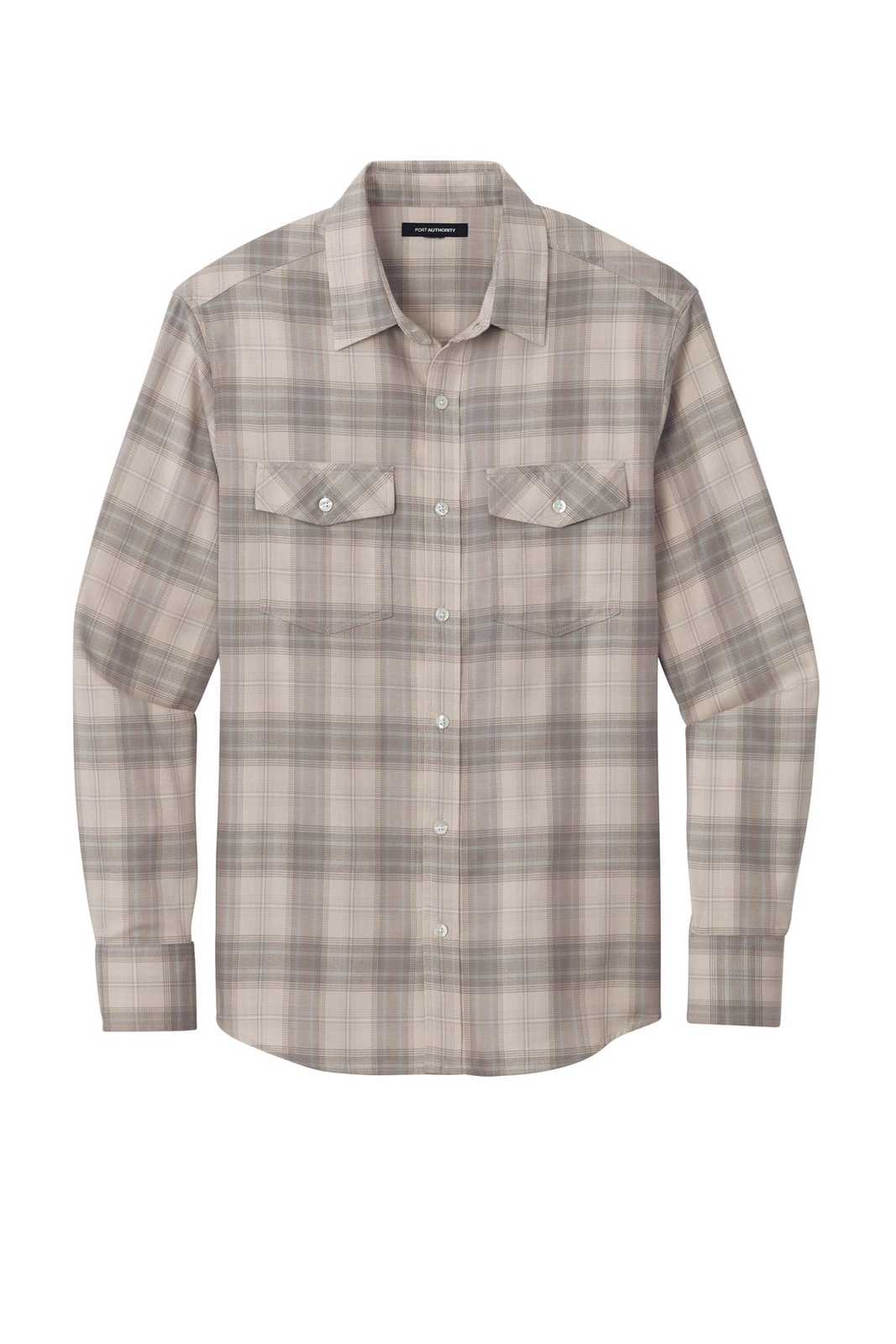Port Authority W672 Long Sleeve Ombre Plaid Shirt - Frost Grey - HIT a Double - 1