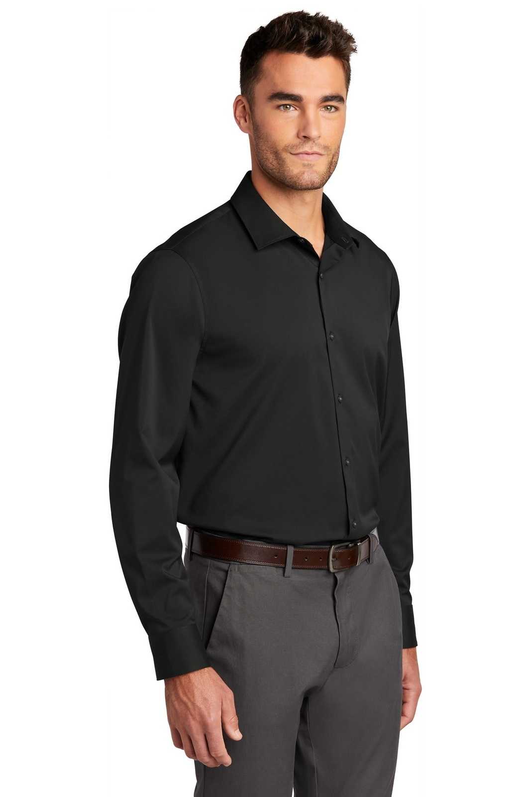 Port Authority W680 City Stretch Shirt - Black - HIT a Double - 4