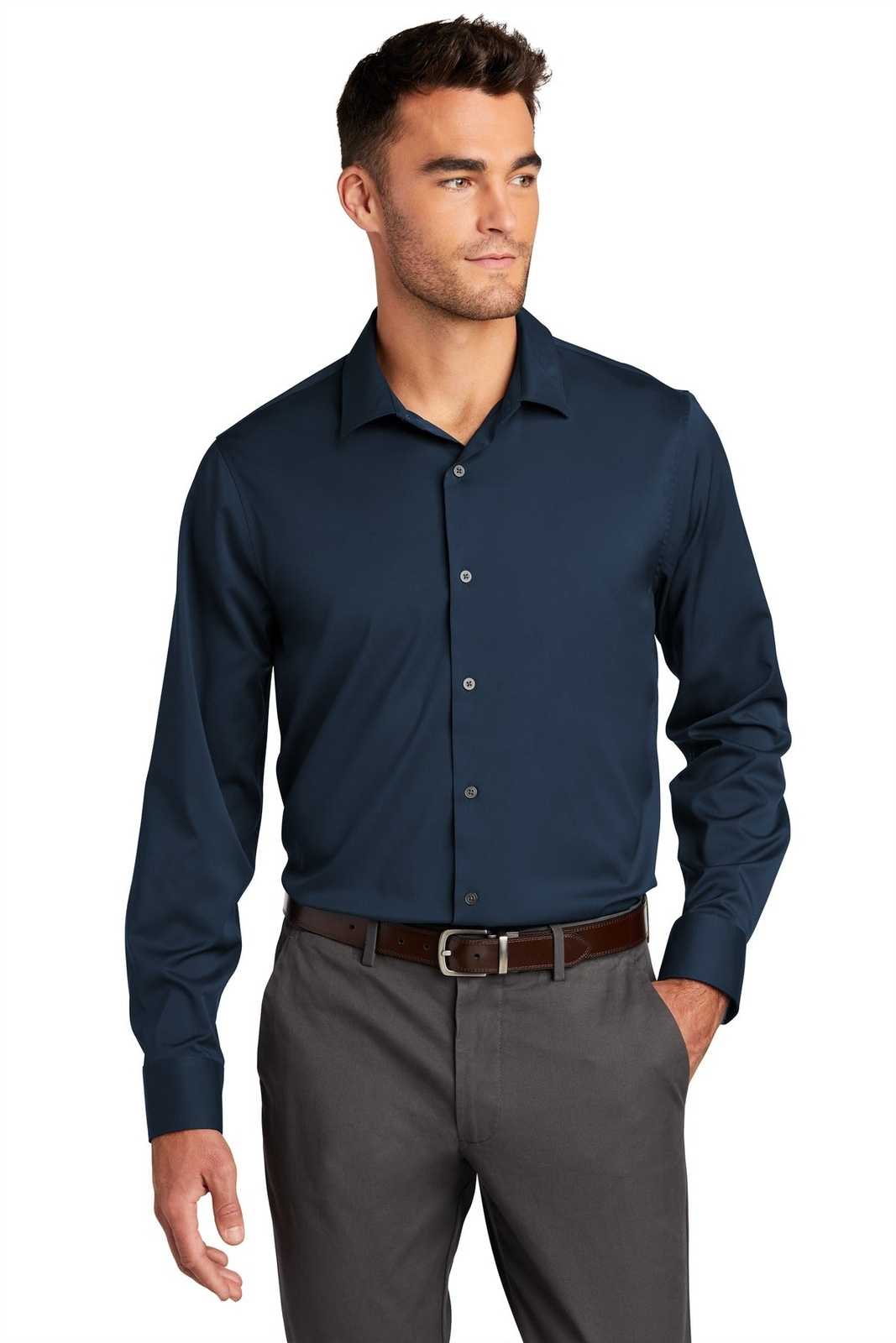 Port Authority W680 City Stretch Shirt - River Blue Navy - HIT a Double - 1
