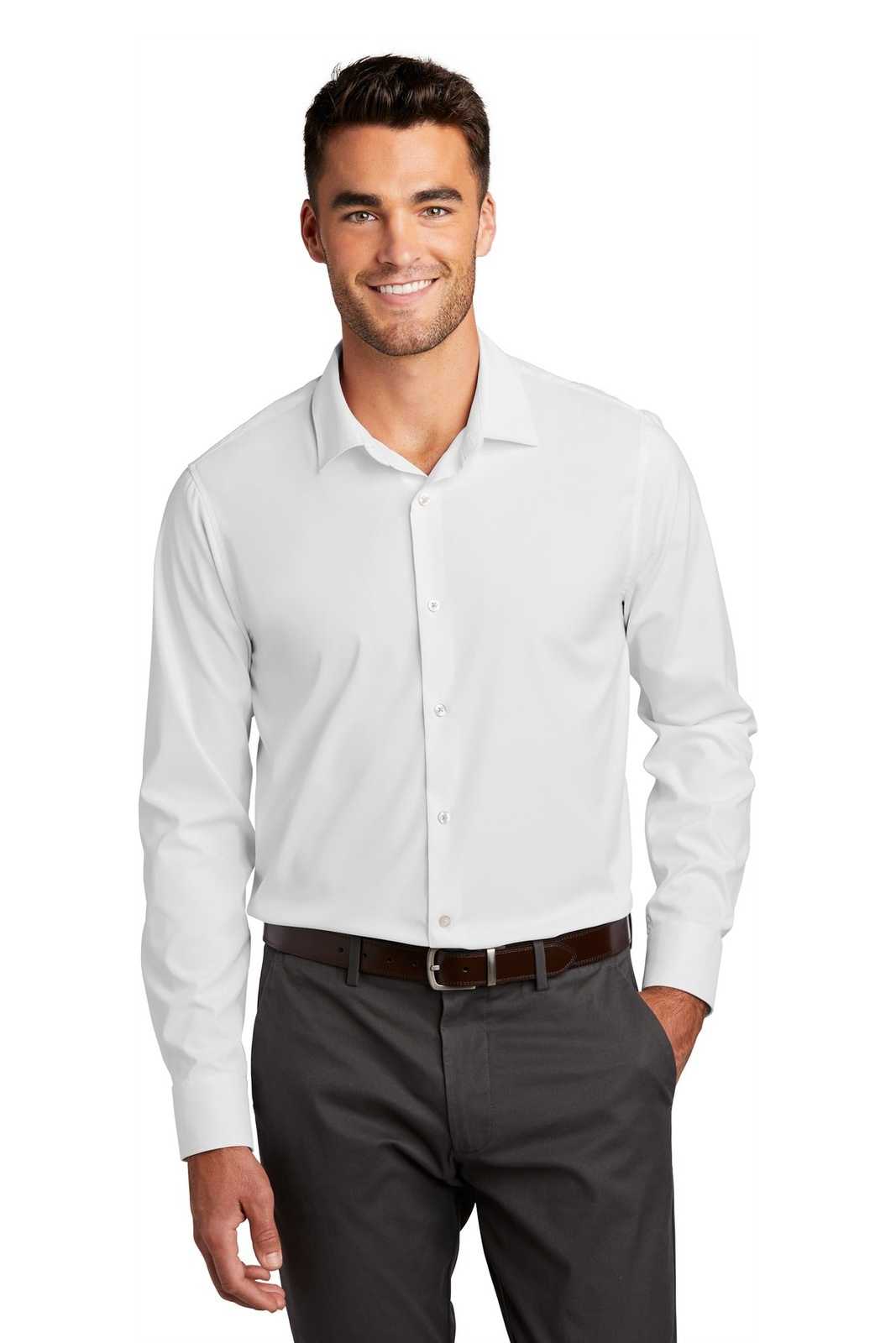 Port Authority W680 City Stretch Shirt - White - HIT a Double - 1