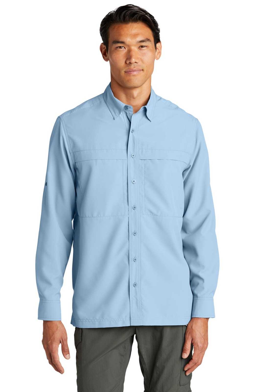 Port Authority W960 Long Sleeve UV Daybreak Shirt - Light Blue - HIT a Double - 1
