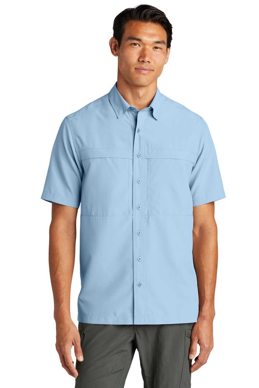 Port Authority W961 Short Sleeve UV Daybreak Shirt - Light Blue - HIT a Double - 1