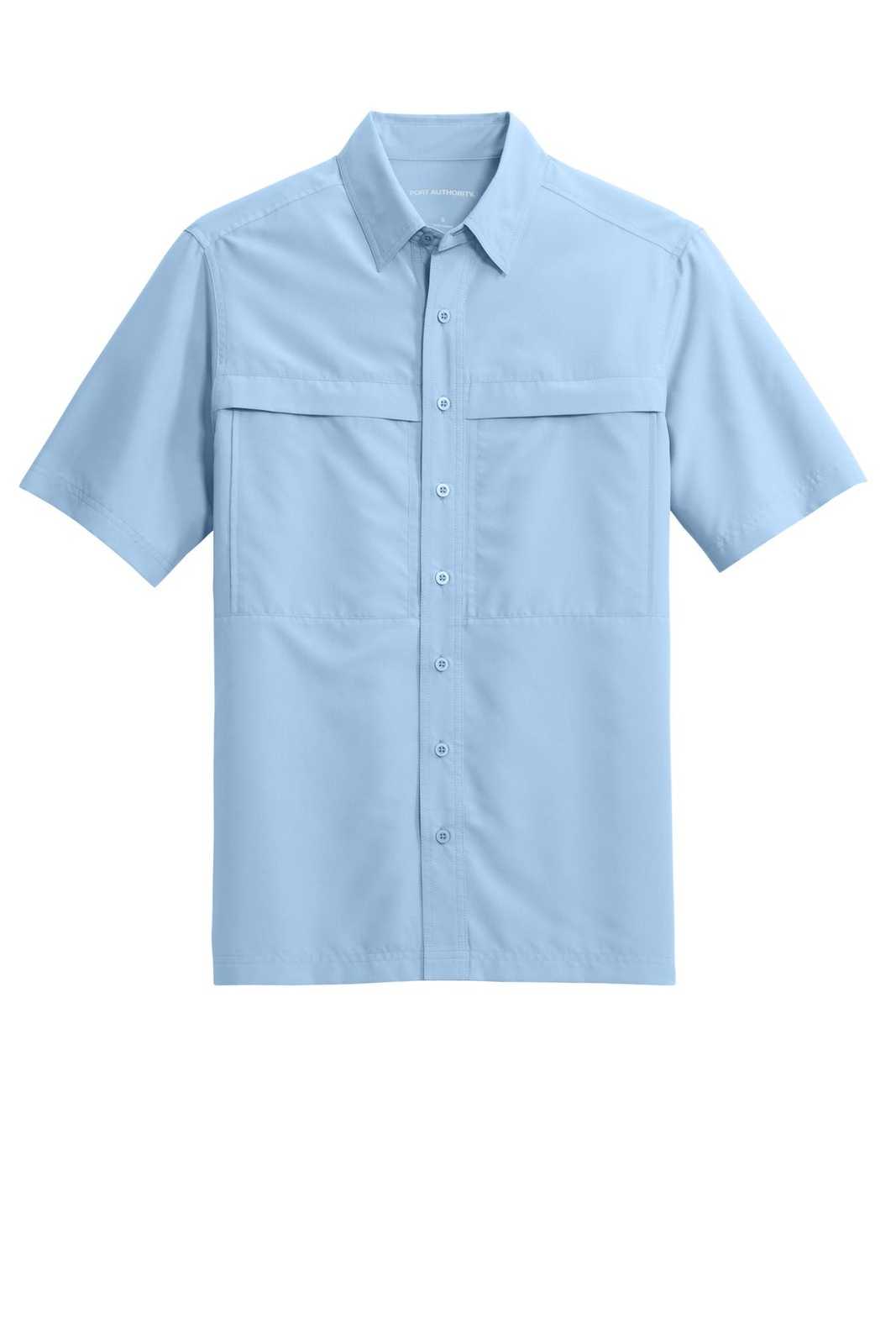 Port Authority W961 Short Sleeve UV Daybreak Shirt - Light Blue - HIT a Double - 1