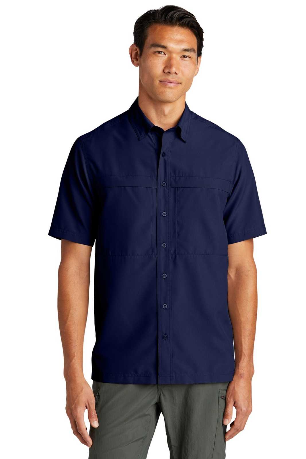Port Authority W961 Short Sleeve UV Daybreak Shirt - True Navy - HIT a Double - 1