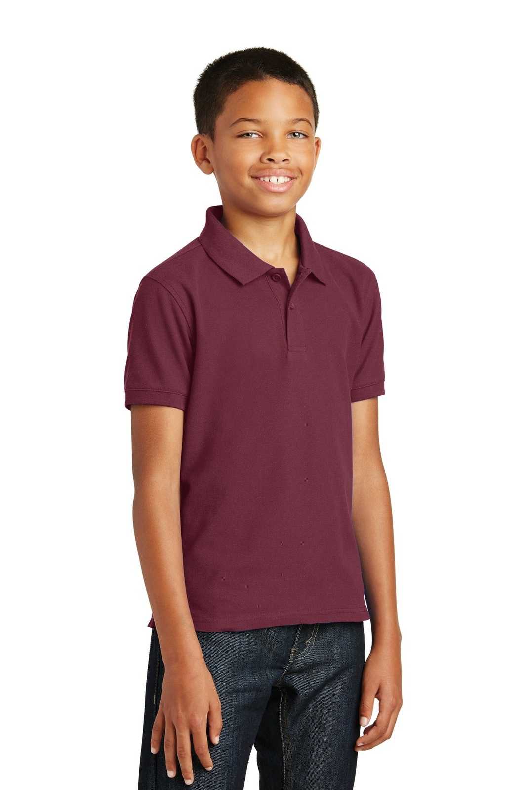 Port Authority Y100 Youth Core Classic Pique Polo - Burgundy - HIT a Double - 4