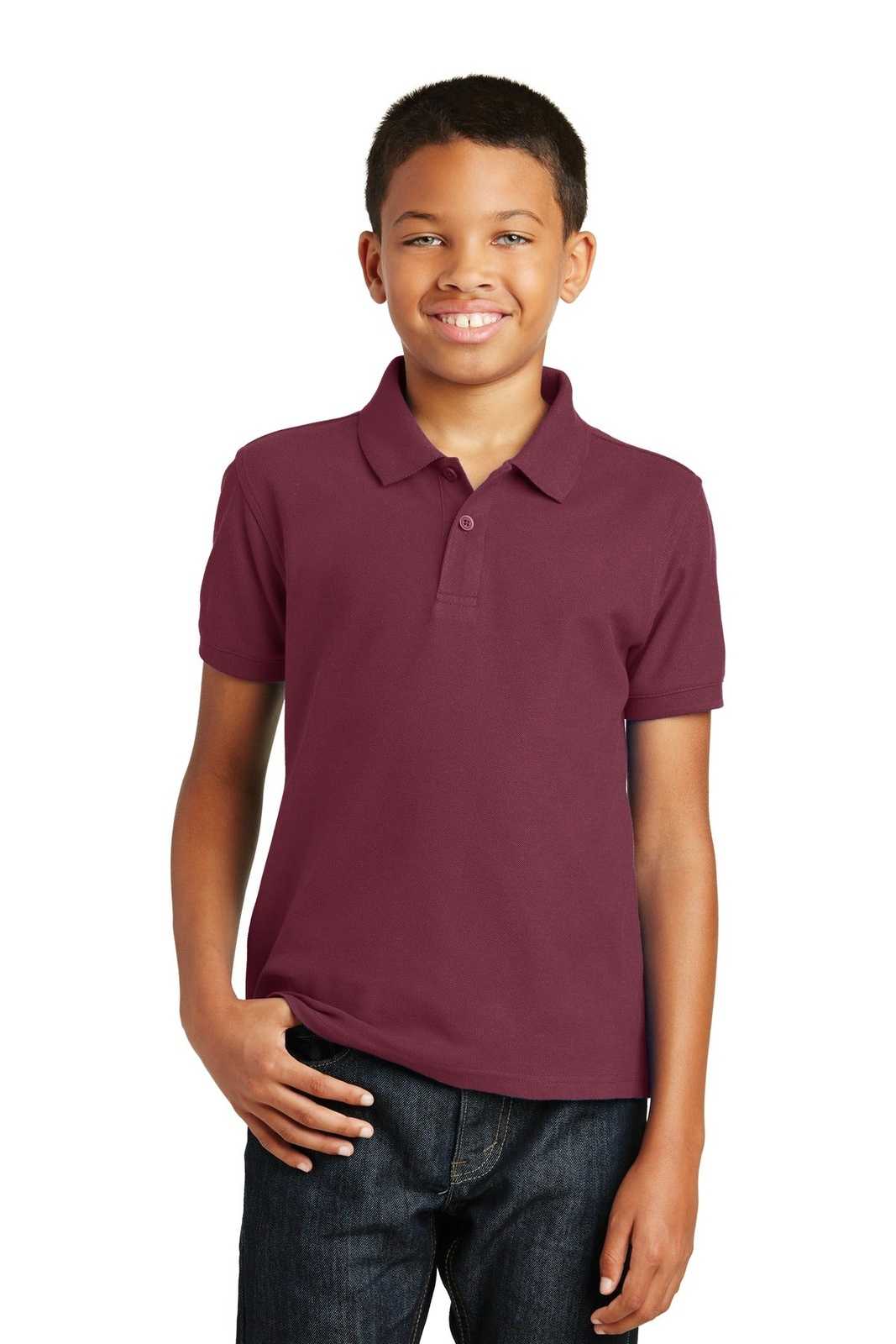 Port Authority Y100 Youth Core Classic Pique Polo - Burgundy - HIT a Double - 1