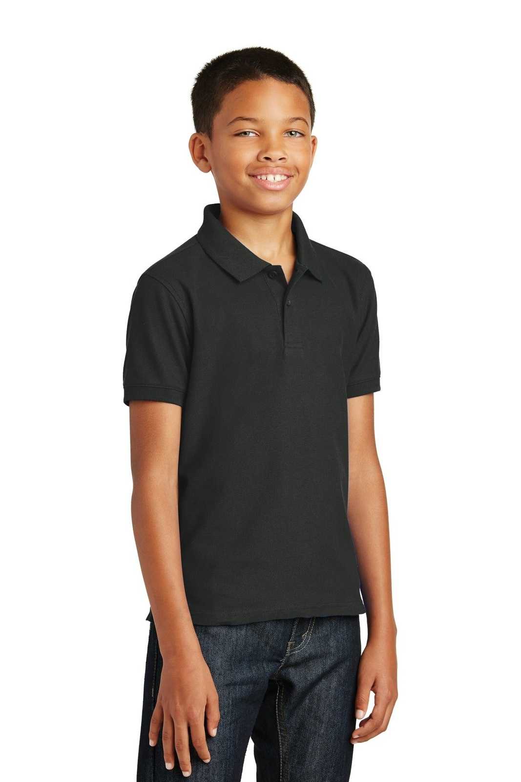 Port Authority Y100 Youth Core Classic Pique Polo - Deep Black - HIT a Double - 4