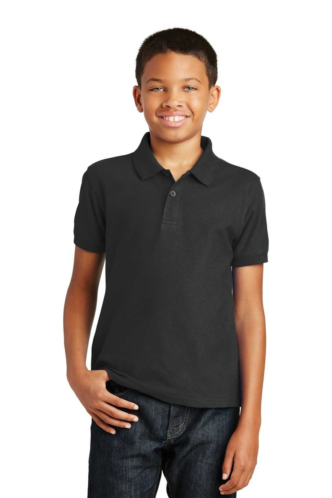 Port Authority Y100 Youth Core Classic Pique Polo - Deep Black - HIT a Double - 1