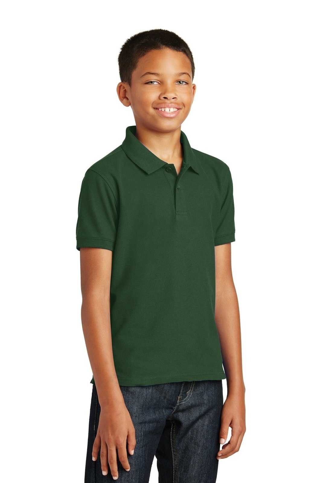 Port Authority Y100 Youth Core Classic Pique Polo - Deep Forest Green - HIT a Double - 4