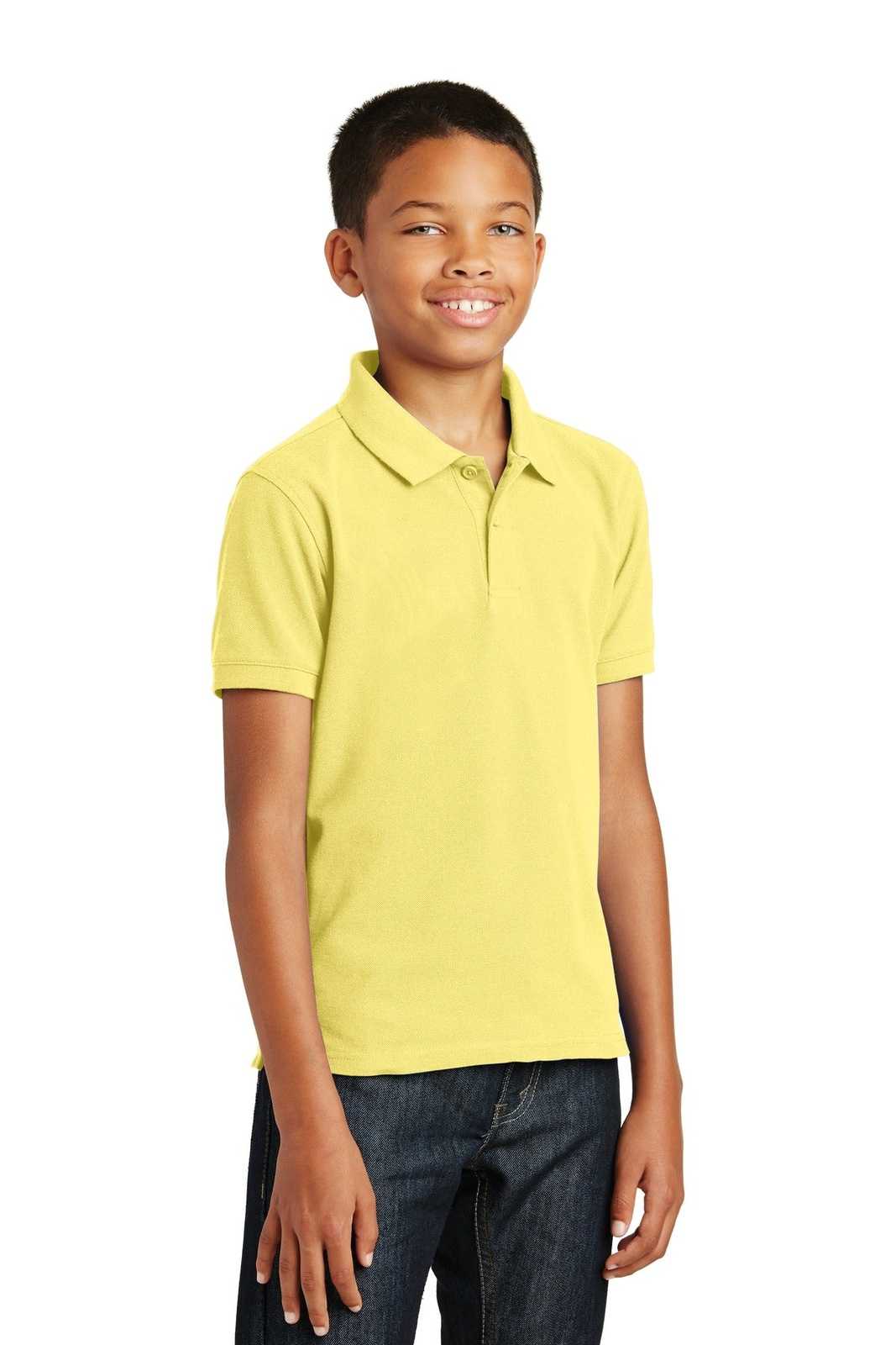Port Authority Y100 Youth Core Classic Pique Polo - Lemon Drop Yellow - HIT a Double - 4