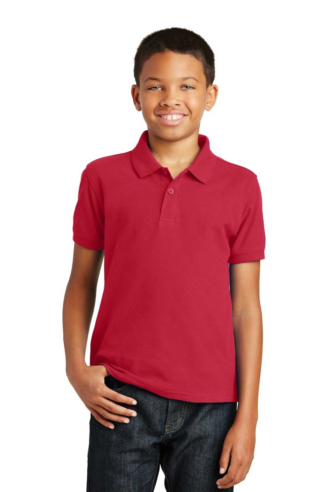 Port Authority Y100 Youth Core Classic Pique Polo - Rich Red - HIT a Double - 1