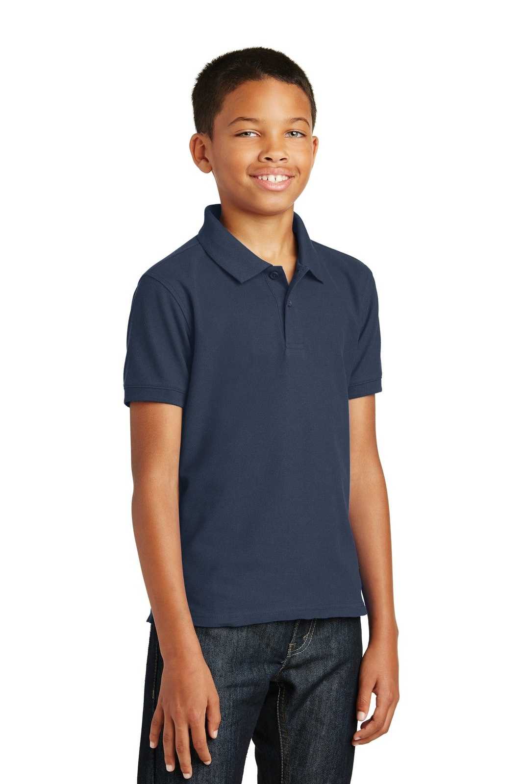 Port Authority Y100 Youth Core Classic Pique Polo - River Blue Navy - HIT a Double - 4
