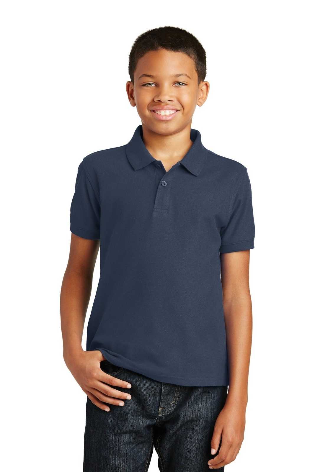 Port Authority Y100 Youth Core Classic Pique Polo - River Blue Navy - HIT a Double - 1