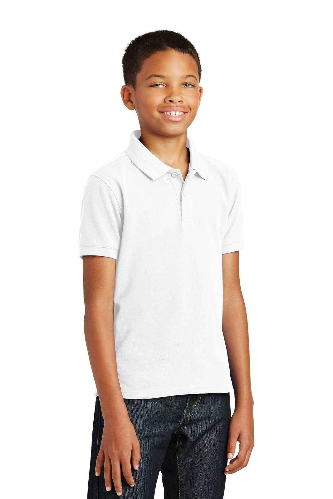 Port Authority Y100 Youth Core Classic Pique Polo - White - HIT a Double - 4
