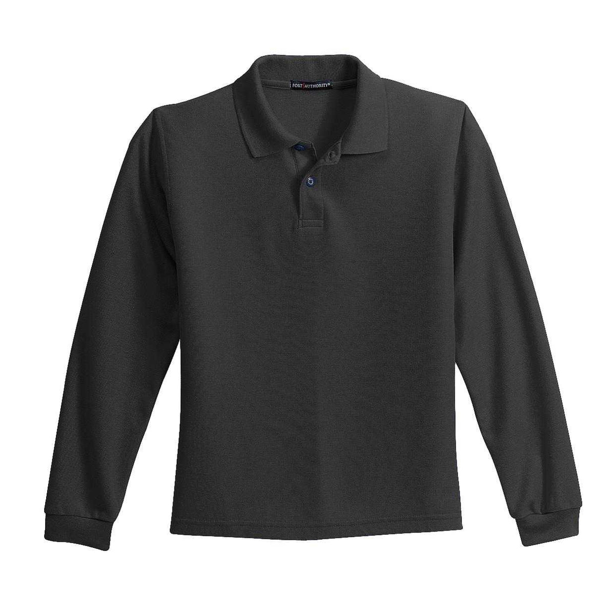 Port Authority Y500LS Youth Long Sleeve Silk Touch Polo - Black - HIT a Double - 5