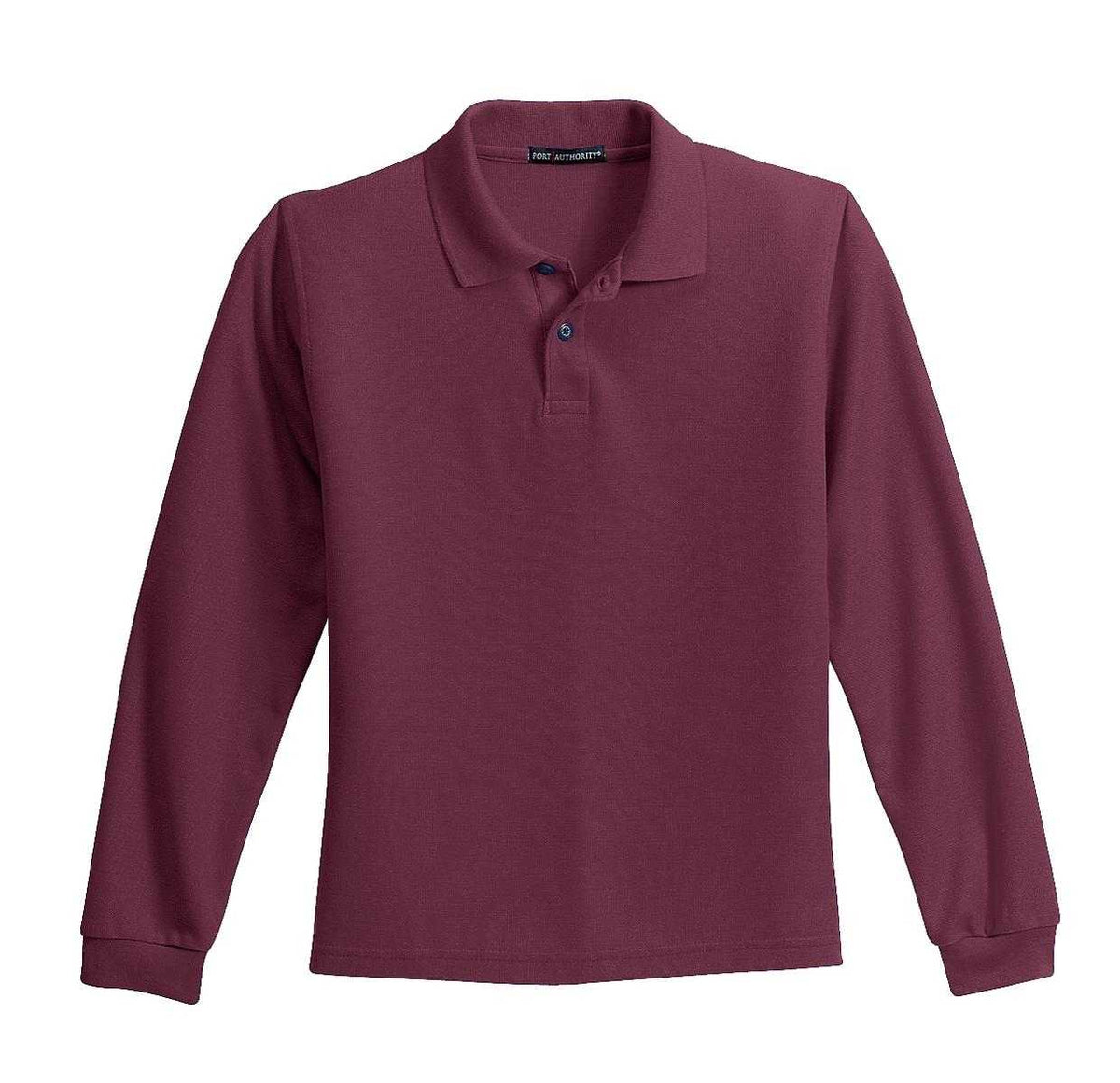 Port Authority Y500LS Youth Long Sleeve Silk Touch Polo - Burgundy - HIT a Double - 5