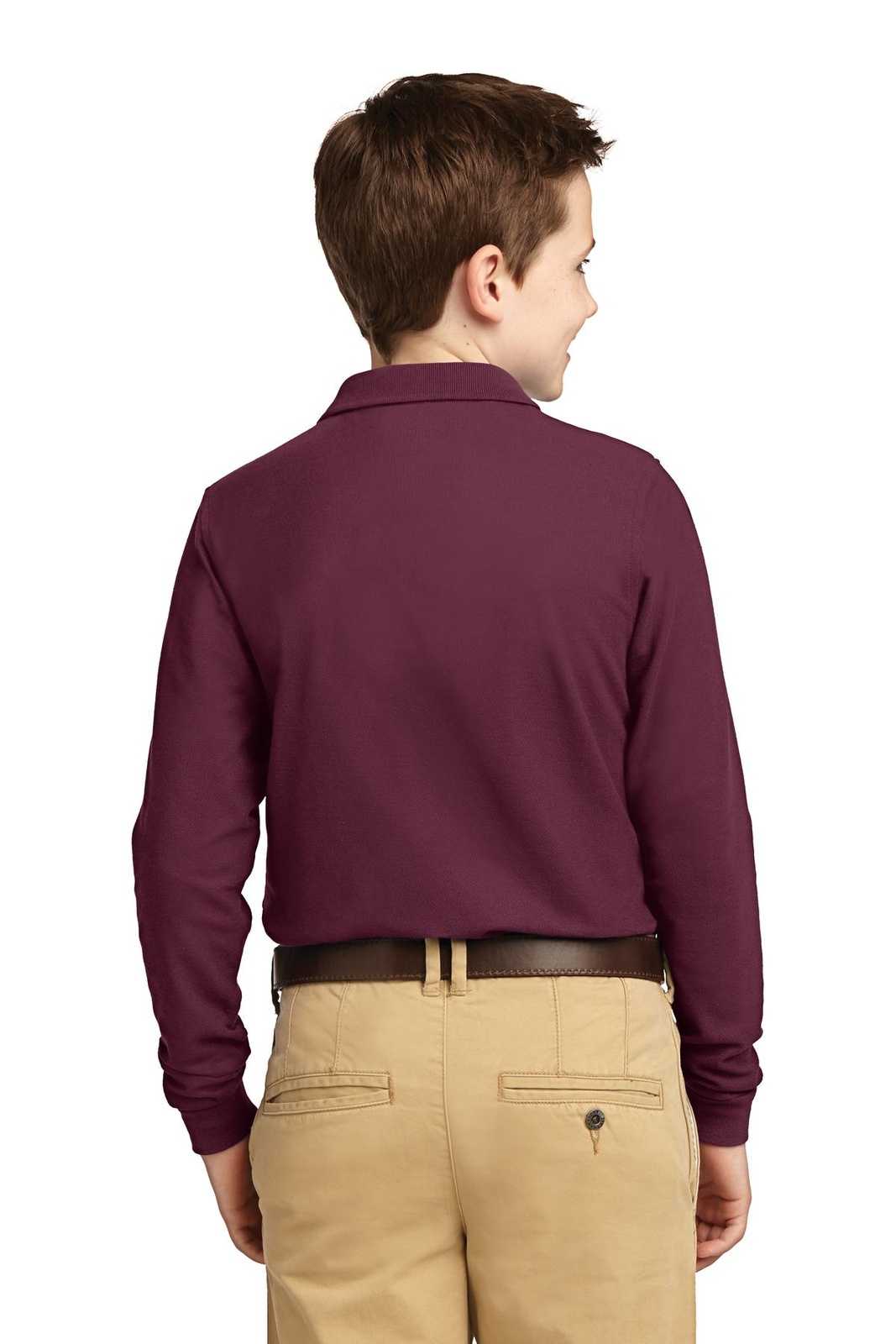 Port Authority Y500LS Youth Long Sleeve Silk Touch Polo - Burgundy - HIT a Double - 2