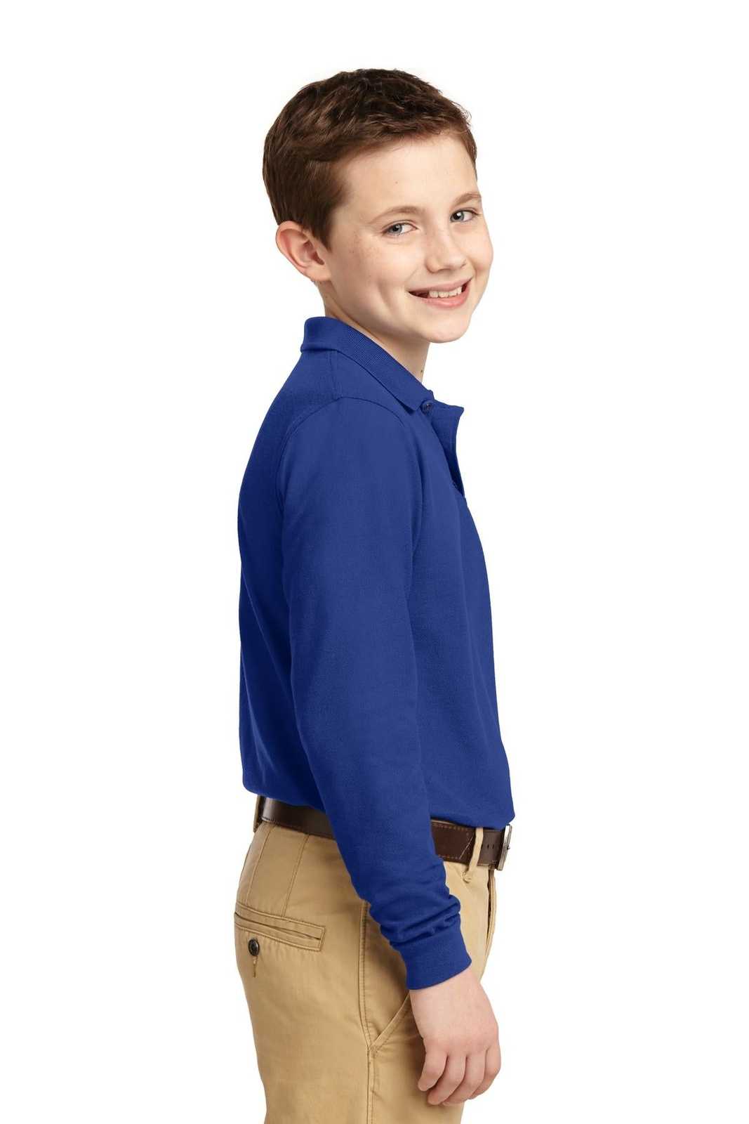 Port Authority Y500LS Youth Long Sleeve Silk Touch Polo - Royal - HIT a Double - 3