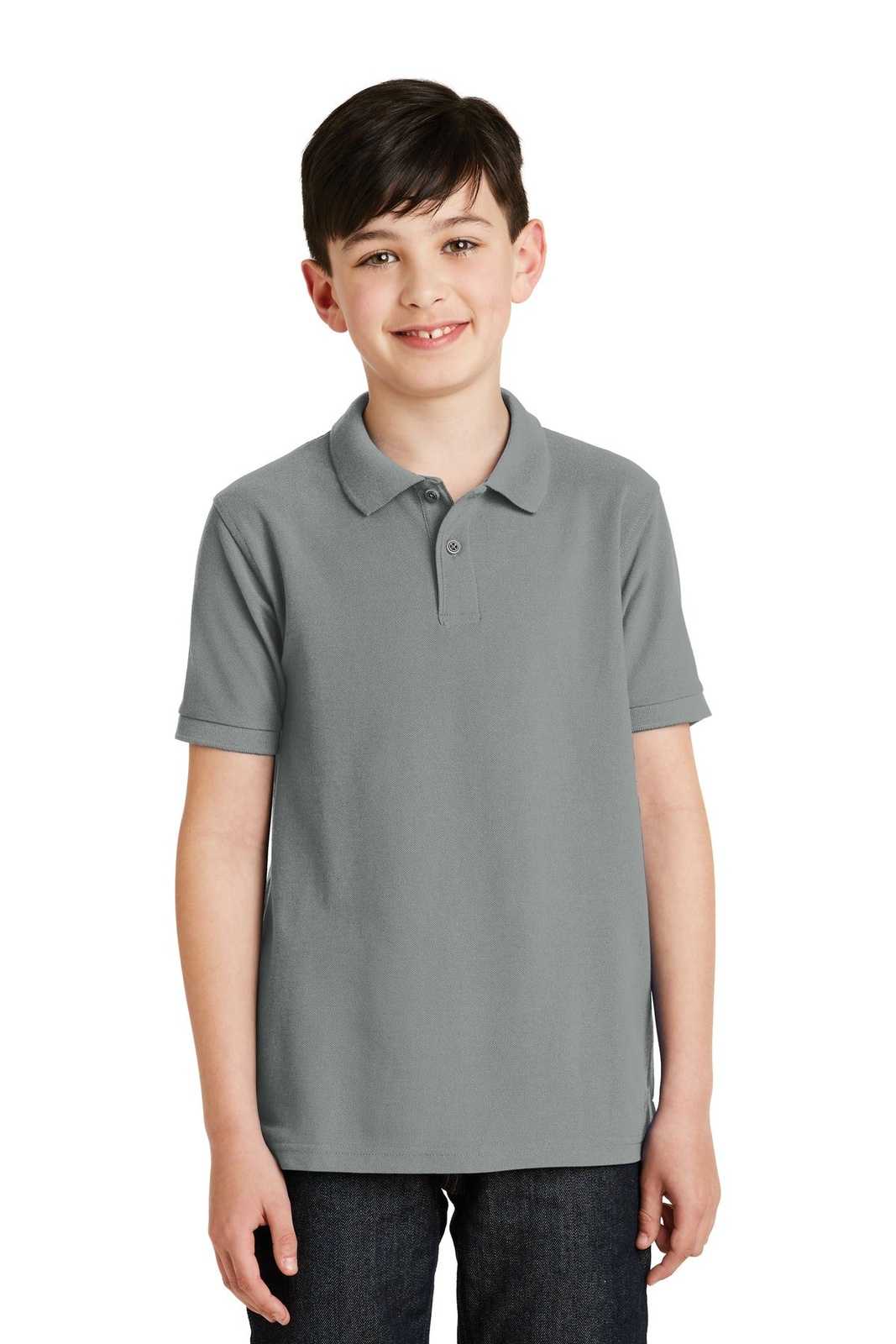 Port Authority Y500 Youth Silk Touch Polo - Cool Gray - HIT a Double - 1