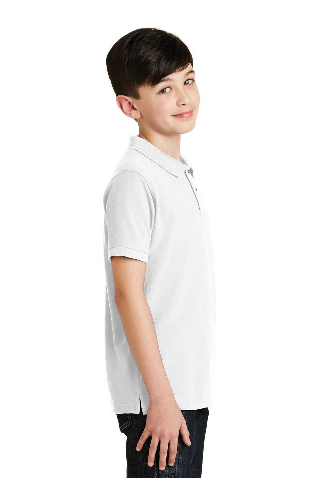 Port Authority Y500 Youth Silk Touch Polo - White - HIT a Double - 3