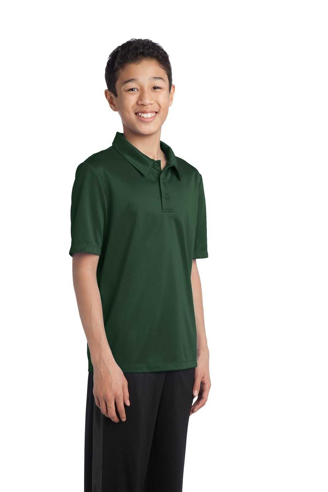 Port Authority Y540 Youth Silk Touch Performance Polo - Dark Green - HIT a Double - 4