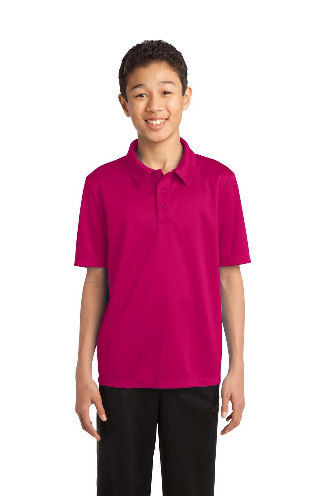 Port Authority Y540 Youth Silk Touch Performance Polo - Pink Raspberry - HIT a Double - 1