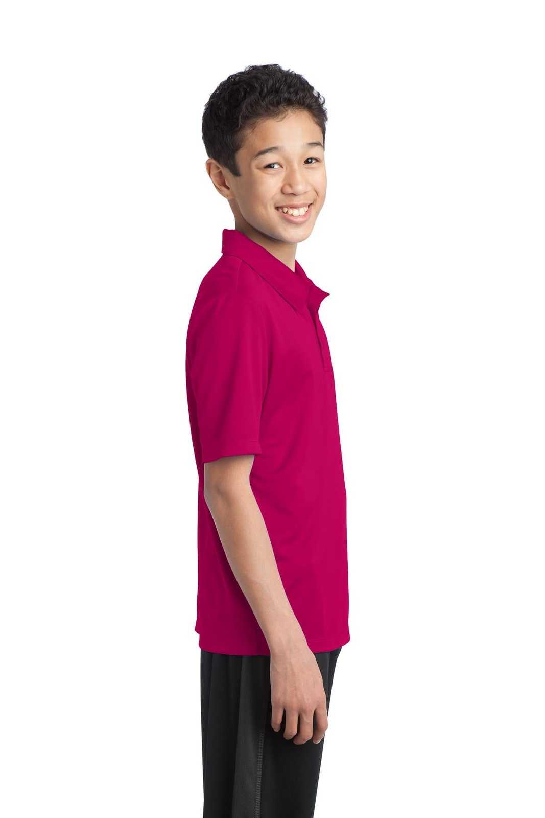 Port Authority Y540 Youth Silk Touch Performance Polo - Pink Raspberry - HIT a Double - 3