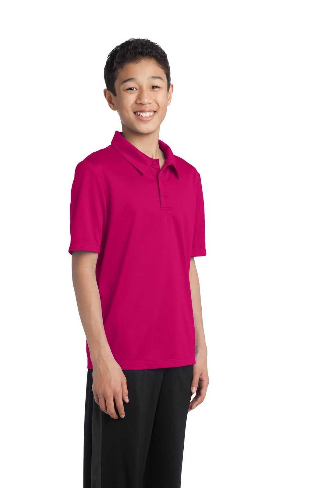 Port Authority Y540 Youth Silk Touch Performance Polo - Pink Raspberry - HIT a Double - 4