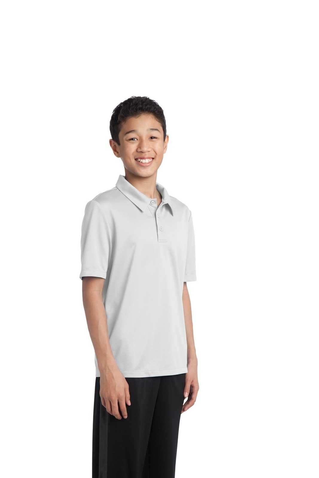 Port Authority Y540 Youth Silk Touch Performance Polo - White - HIT a Double - 4