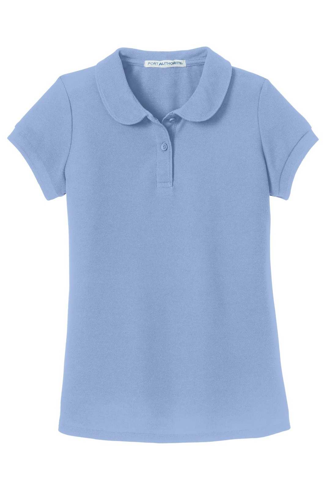 Port Authority YG503 Girls Silk Touch Peter Pan Collar Polo - Light Blue - HIT a Double - 5