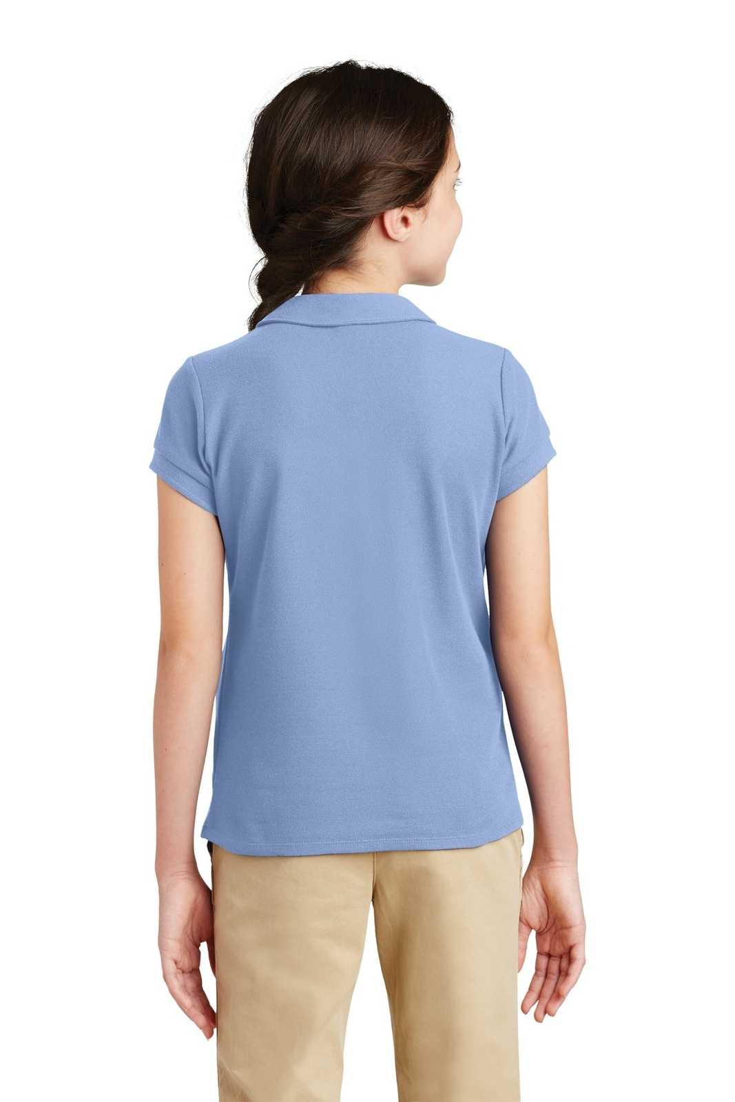 Port Authority YG503 Girls Silk Touch Peter Pan Collar Polo - Light Blue - HIT a Double - 2