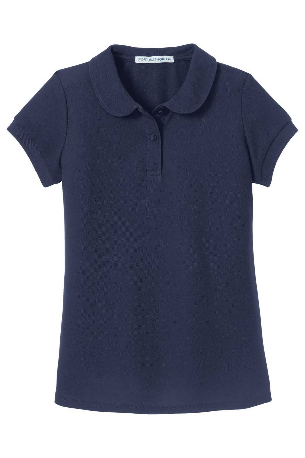 Port Authority YG503 Girls Silk Touch Peter Pan Collar Polo - Navy - HIT a Double - 5