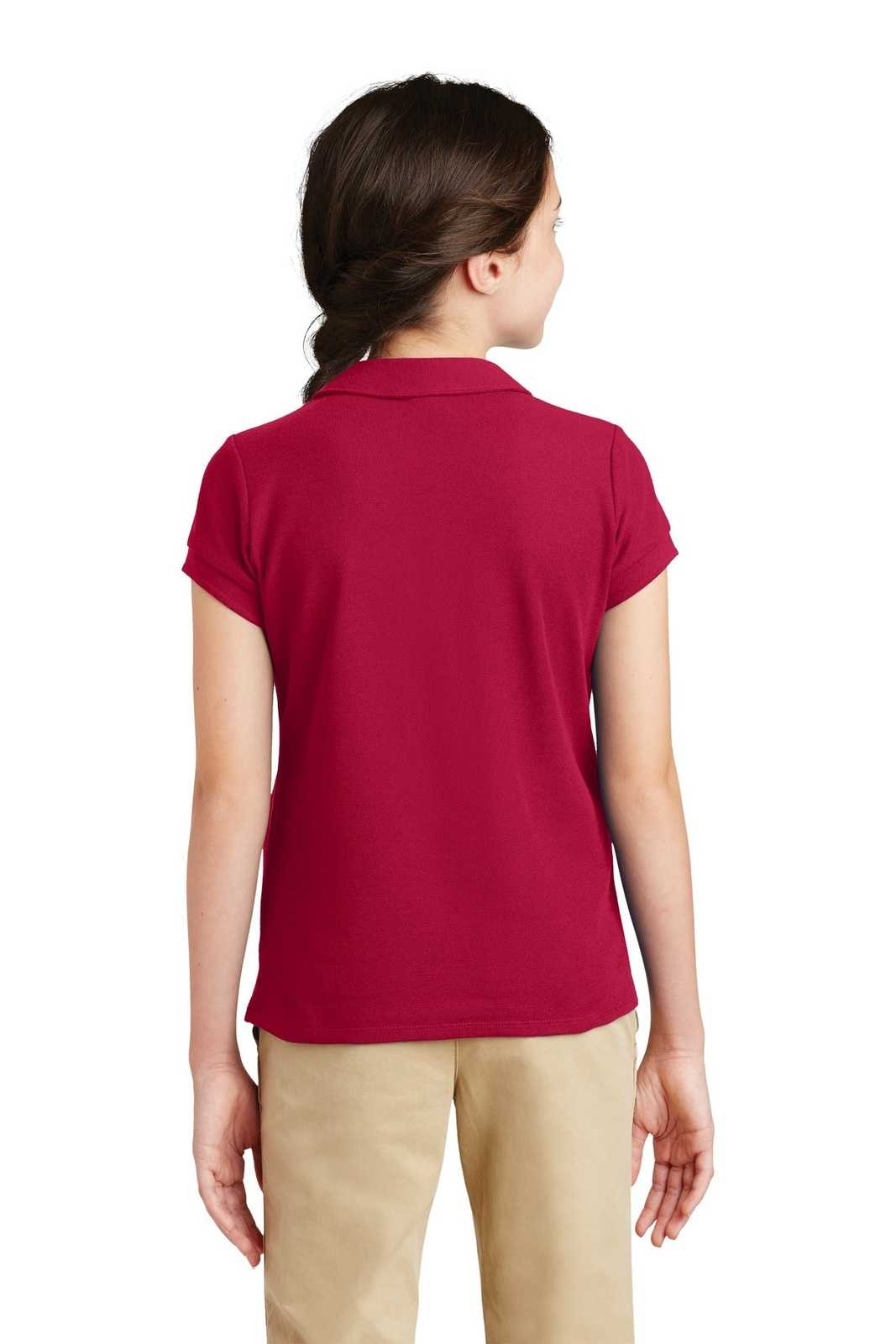 Port Authority YG503 Girls Silk Touch Peter Pan Collar Polo - Red - HIT a Double - 2