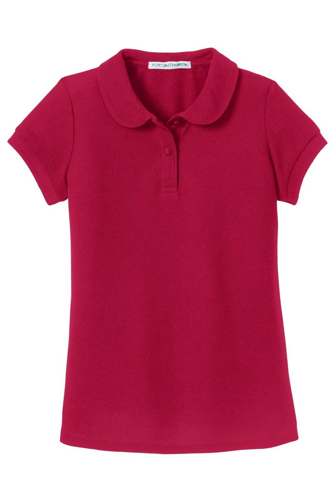 Port Authority YG503 Girls Silk Touch Peter Pan Collar Polo - Red - HIT a Double - 5