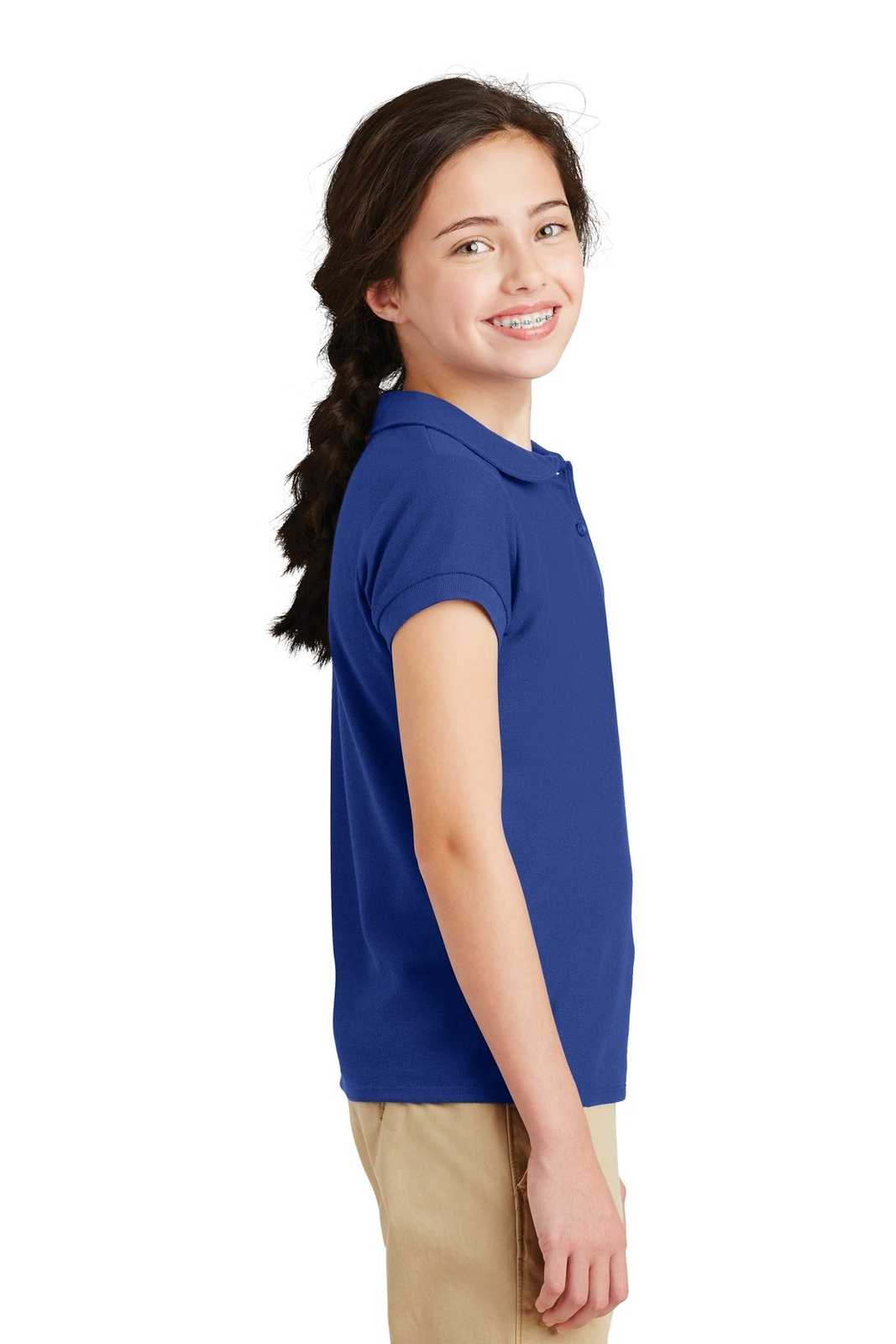 Port Authority YG503 Girls Silk Touch Peter Pan Collar Polo - Royal - HIT a Double - 3
