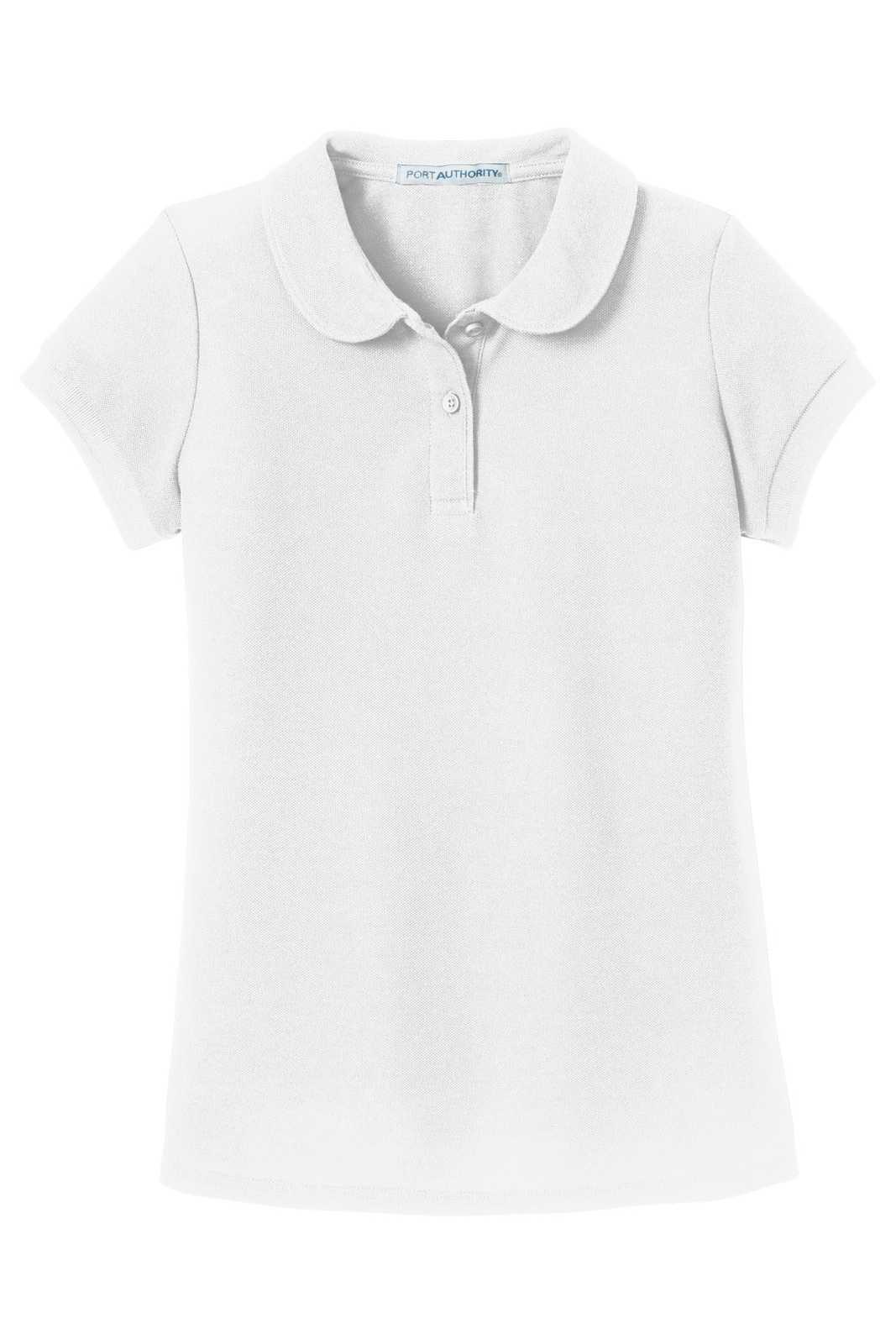 Port Authority YG503 Girls Silk Touch Peter Pan Collar Polo - White - HIT a Double - 5