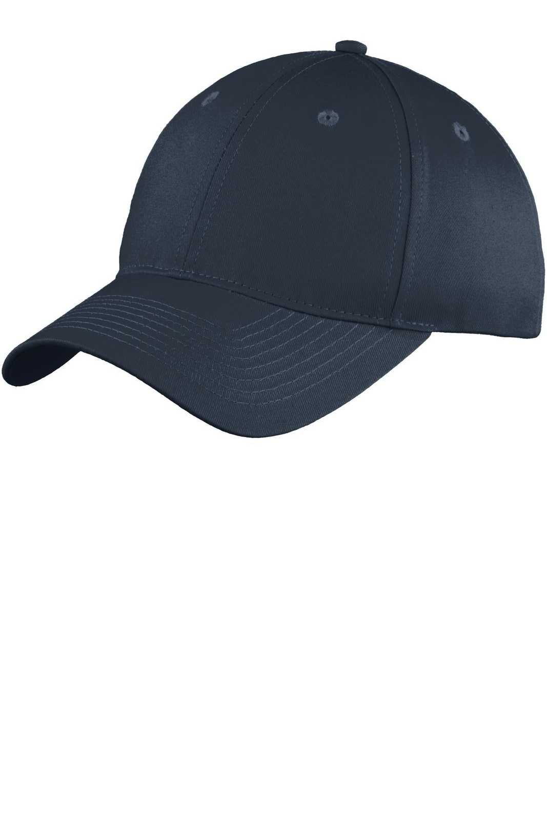 Port &amp; Company C914 Six-Panel Unstructured Twill Cap - Navy - HIT a Double - 1