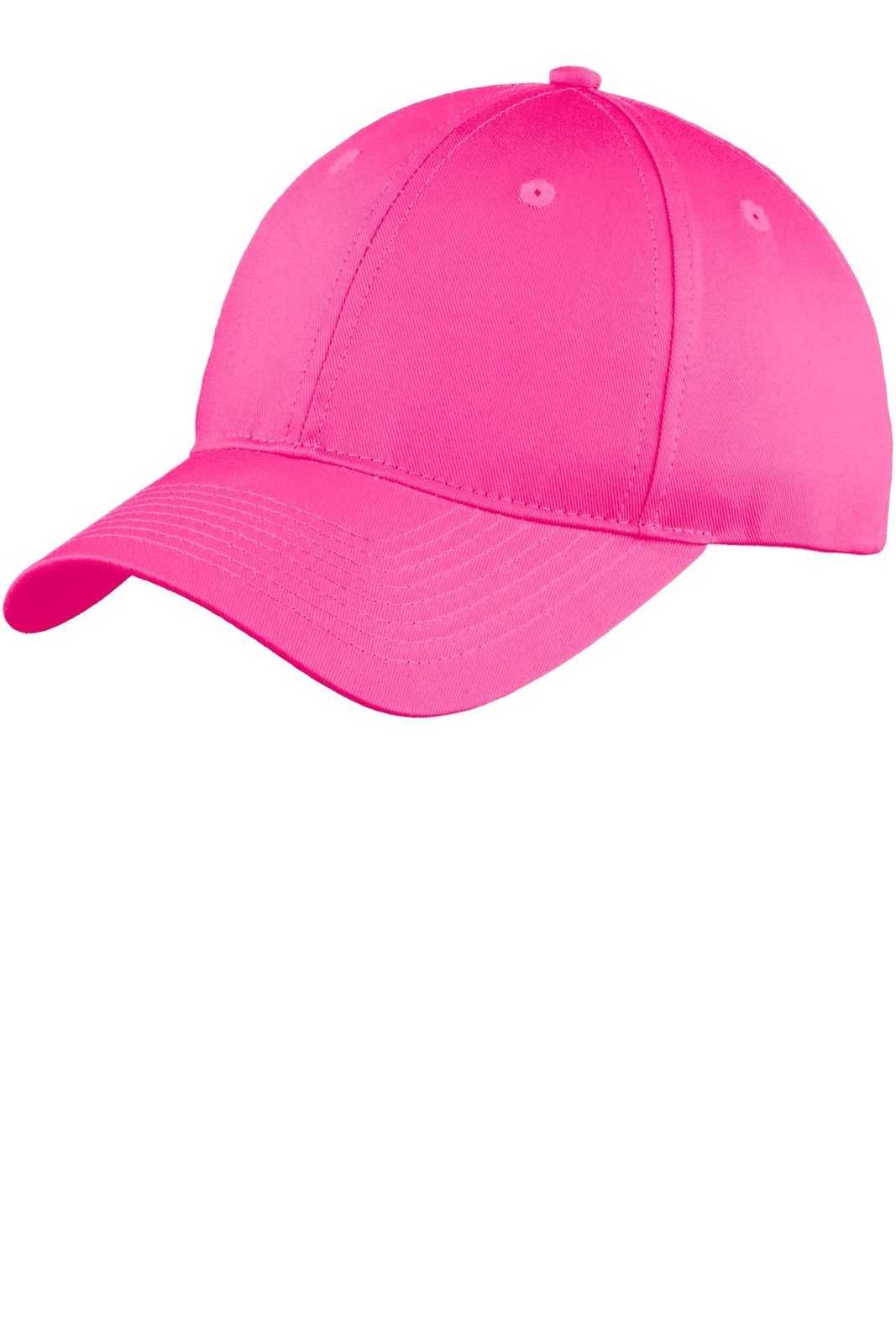 Port &amp; Company C914 Six-Panel Unstructured Twill Cap - Neon Pink - HIT a Double - 1