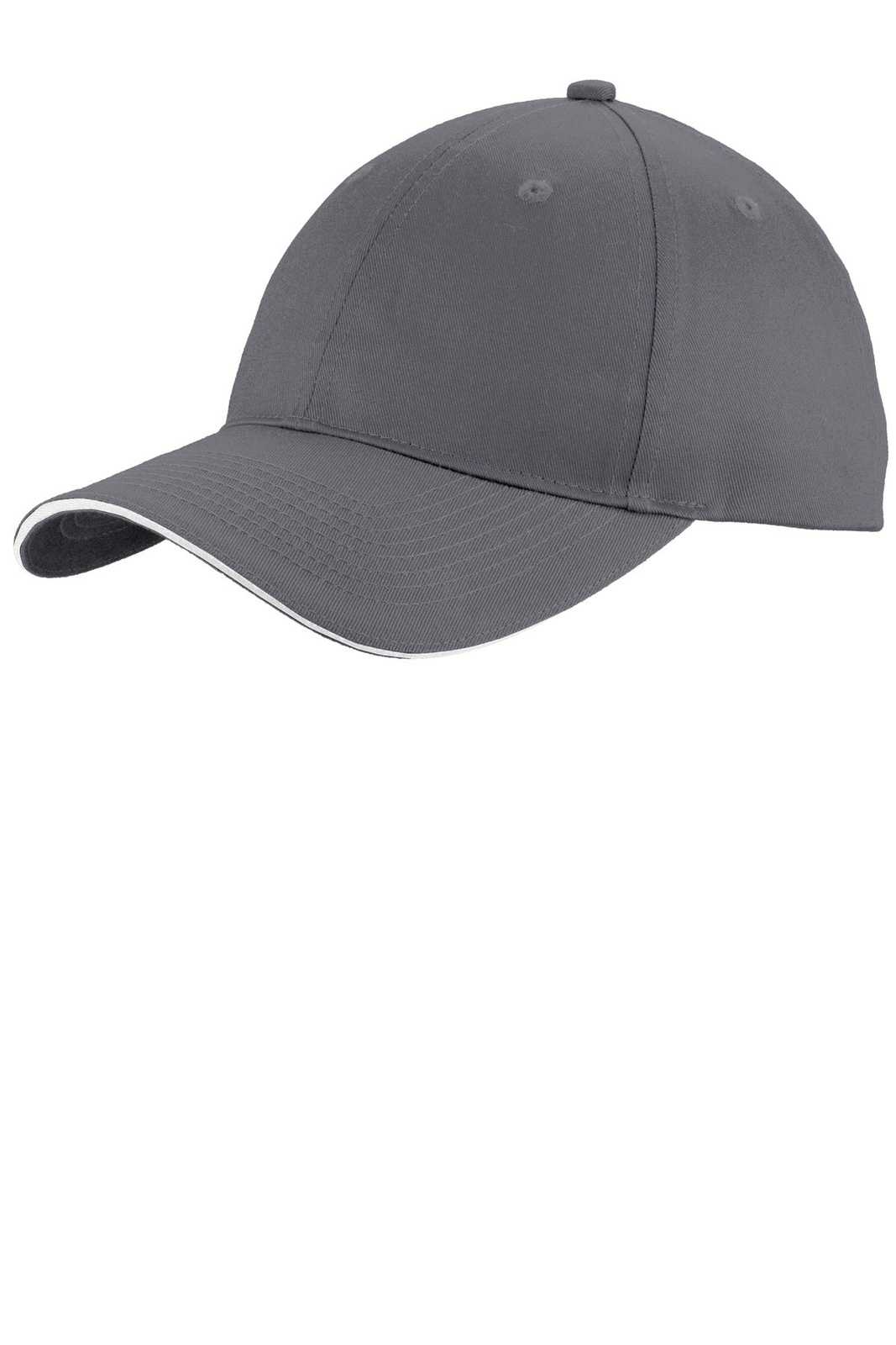 Port &amp; Company C919 Unstructured Sandwich Bill Cap - Charcoal White - HIT a Double - 1